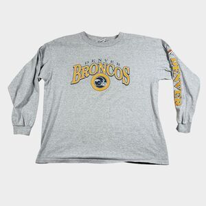 Vintage Denver Broncos Shirt XL Gray NFL Team Apparel Long Sleeve Sleeve Print
